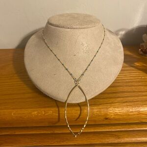 Gold and Blue Oval Pendant Necklace